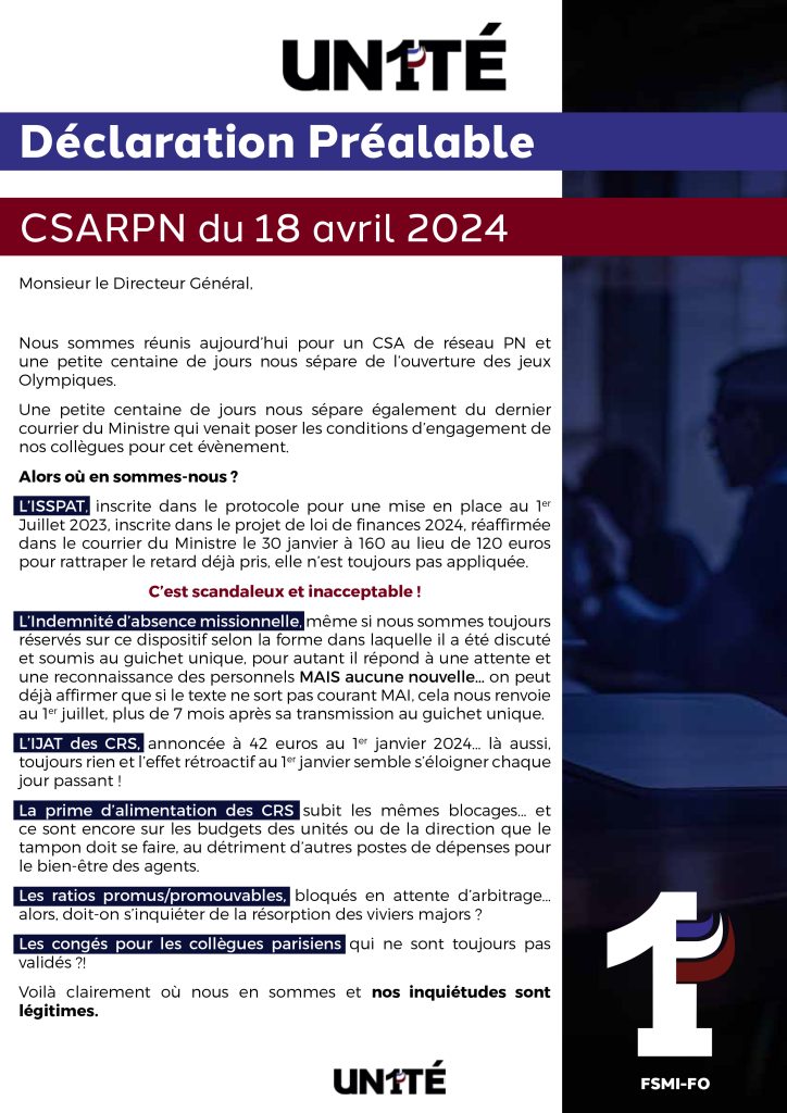Déclaration préalable CSARPN du 18 avril 2024 UN1TÉ page 1